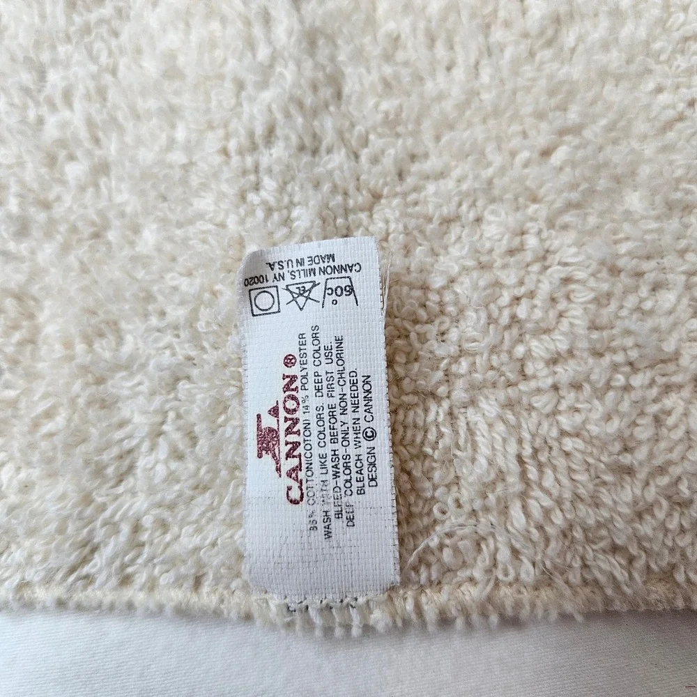Vtg Cannon Hand Towel Washcloth Set Cream Butterfly Wheat 70s Retro Made in USA